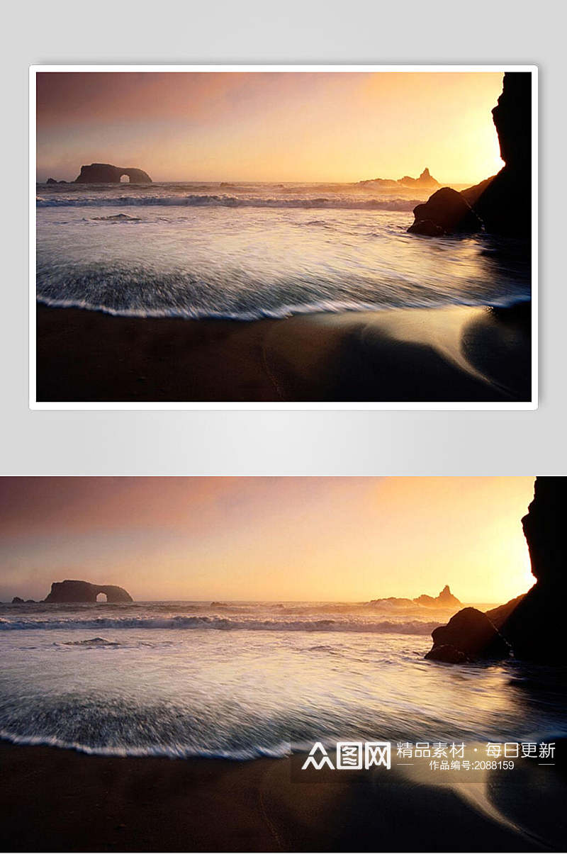 海岸夕阳黄昏高清摄影图片素材