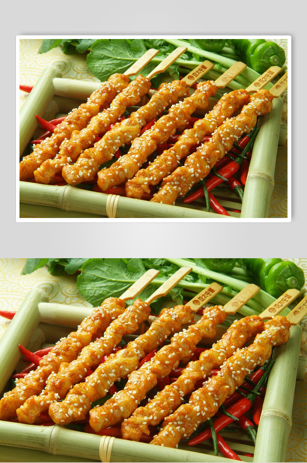 芝麻鸡柳炸串美食摄影图片素材
