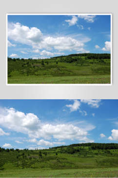 清新绿色草原天空高清摄影图片