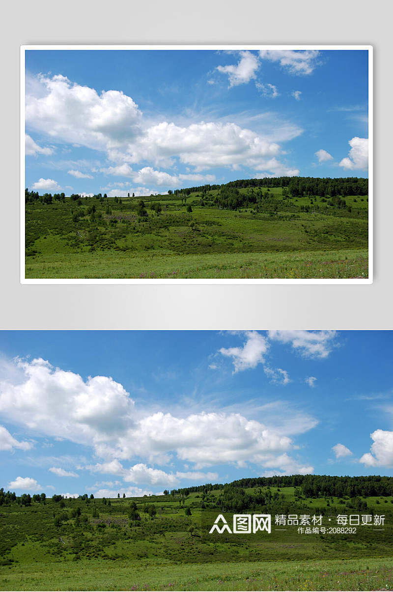 清新绿色草原天空高清摄影图片素材