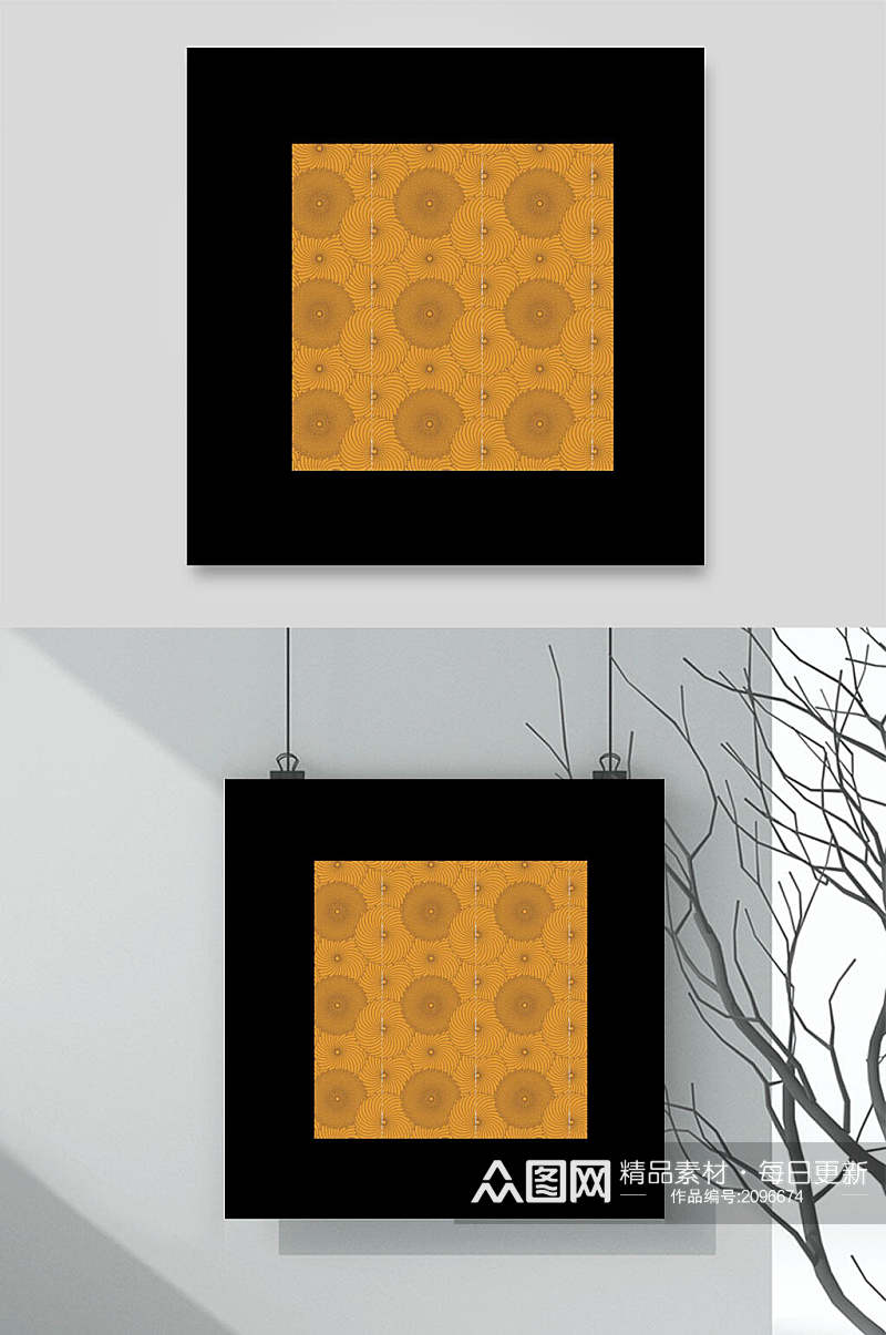 黄色精致中式古典传统花纹背景素材转换素材