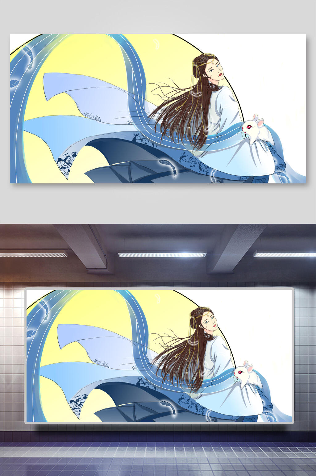 古风中秋节插画素材素材