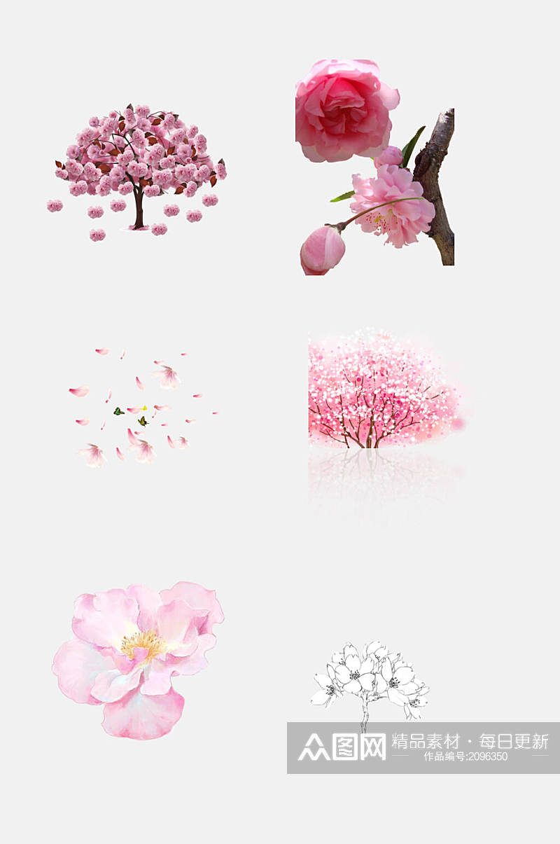 创意简洁花卉樱花免抠元素素材