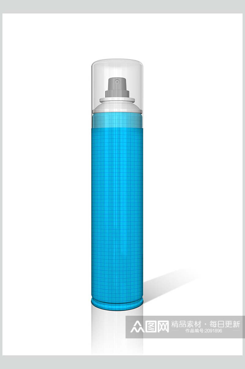蓝色喷雾包装贴图样机效果图素材