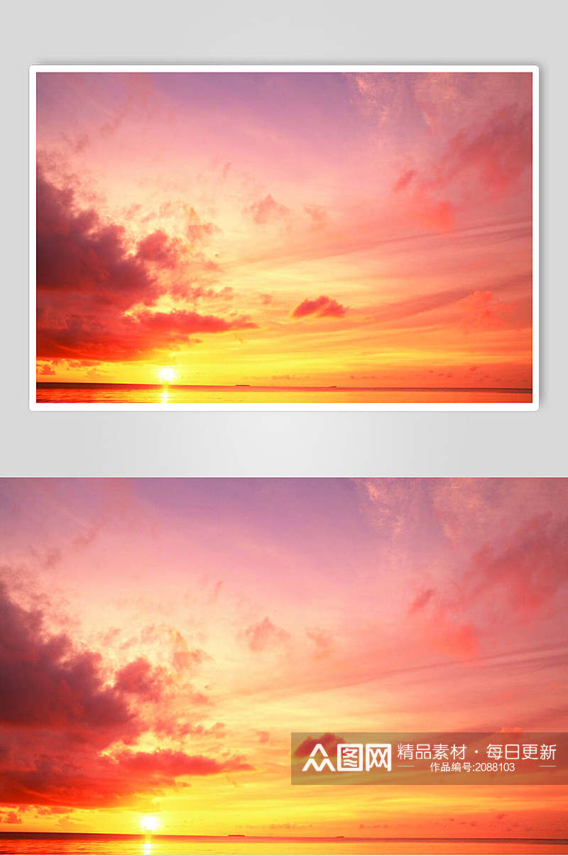 霞光万丈唯美天空夕阳黄昏摄影图片素材