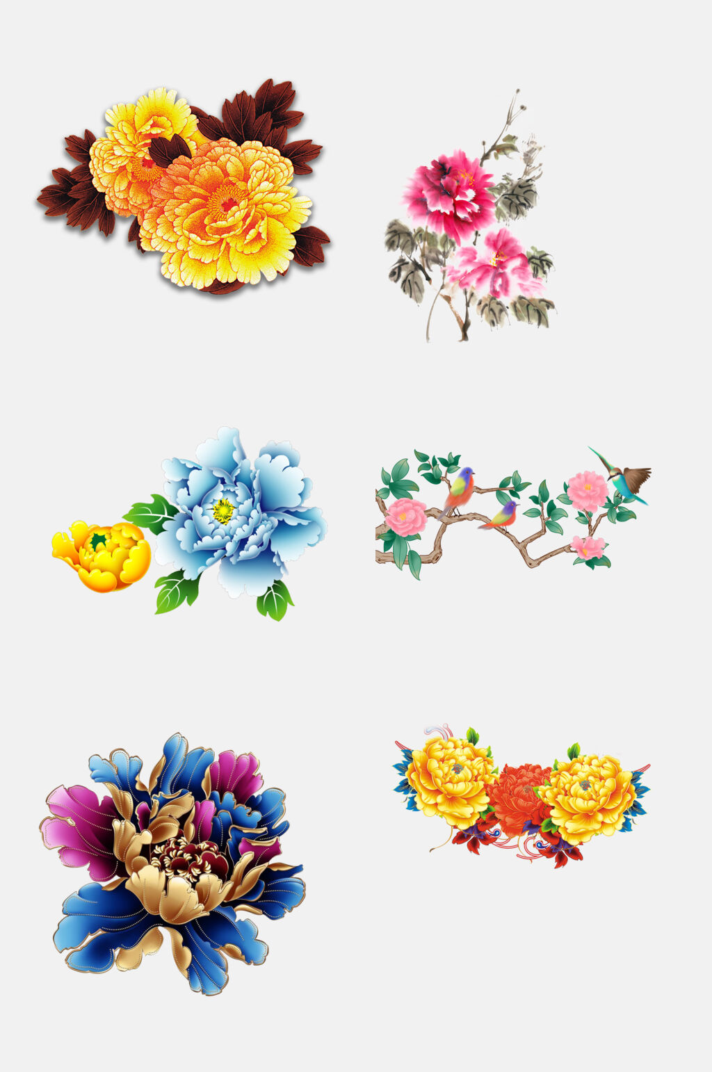 创意花卉牡丹免抠元素素材