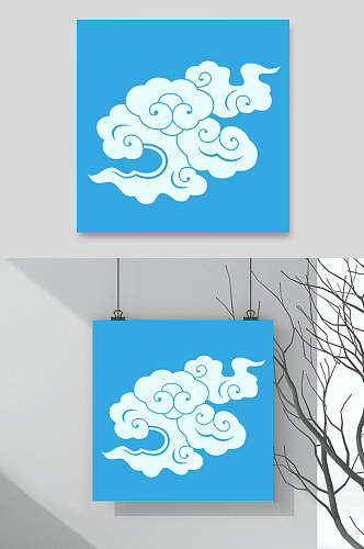 蓝白中式古典传统花纹祥云背景素材