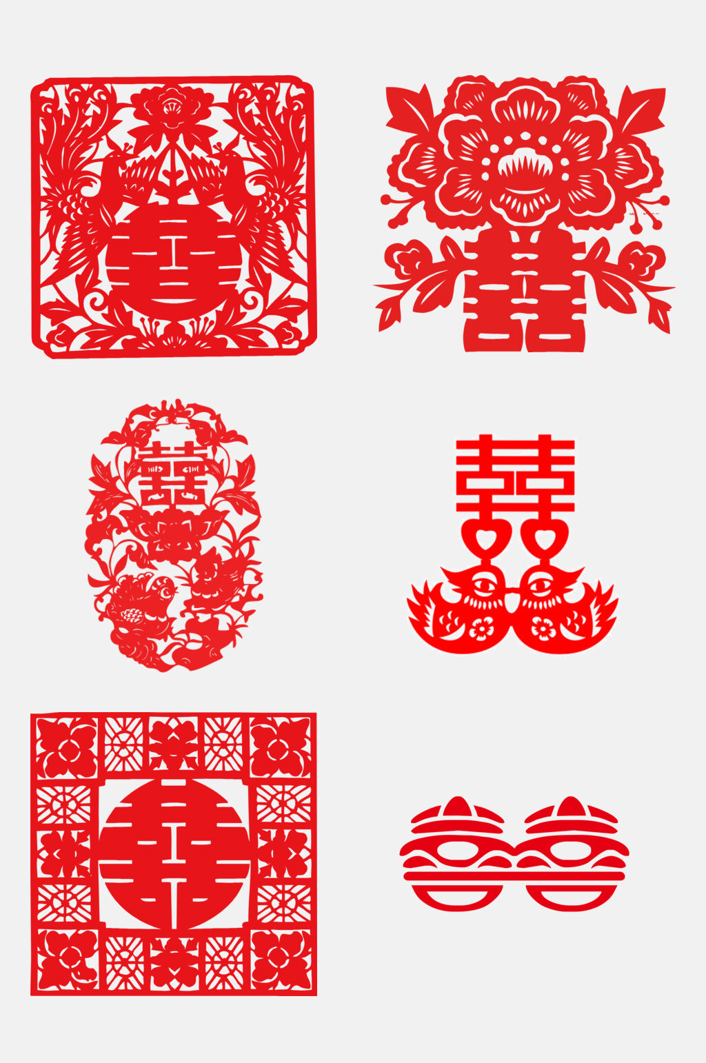 喜庆喜字剪纸免抠元素素材