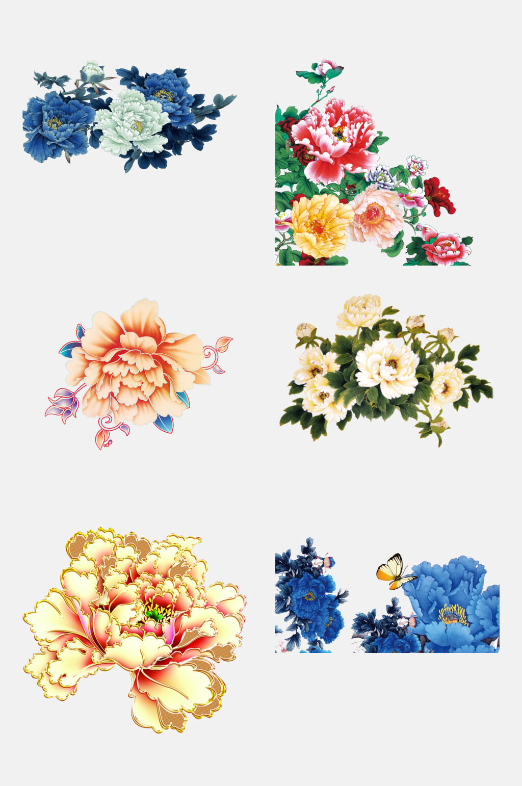 唯美浪漫花朵花卉植物牡丹免抠元素素材