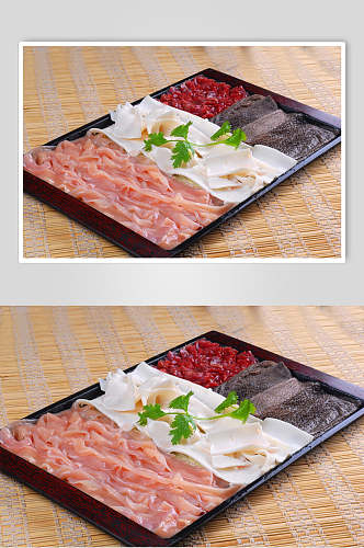 牛肉牛杂拼盘火锅食料美食摄影图片
