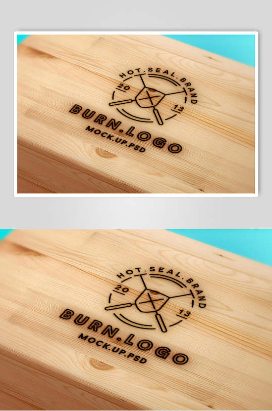 简约大气木色桌子logo样机