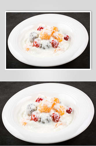 营养美味酸奶水果捞食品摄影图片