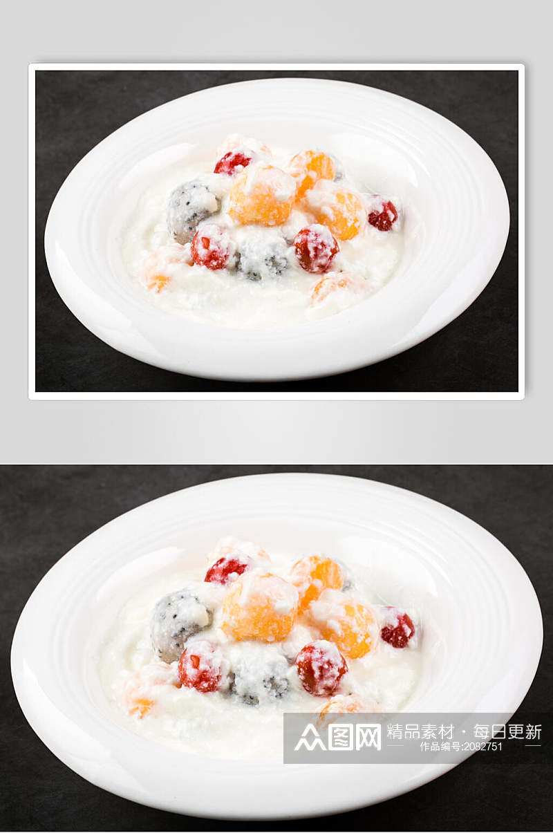 营养美味酸奶水果捞食品摄影图片素材