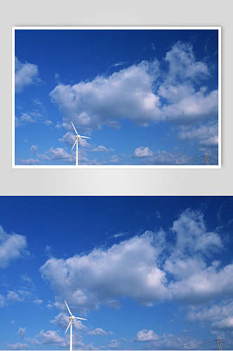 风车蓝天白云图片