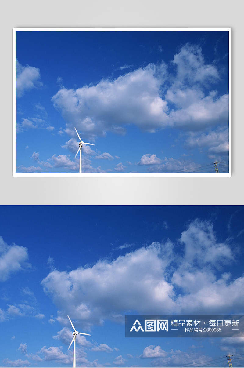 风车蓝天白云图片素材
