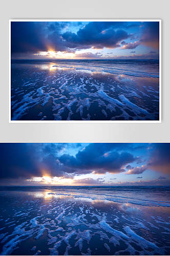 夕阳黄昏大海浪漫摄影图片
