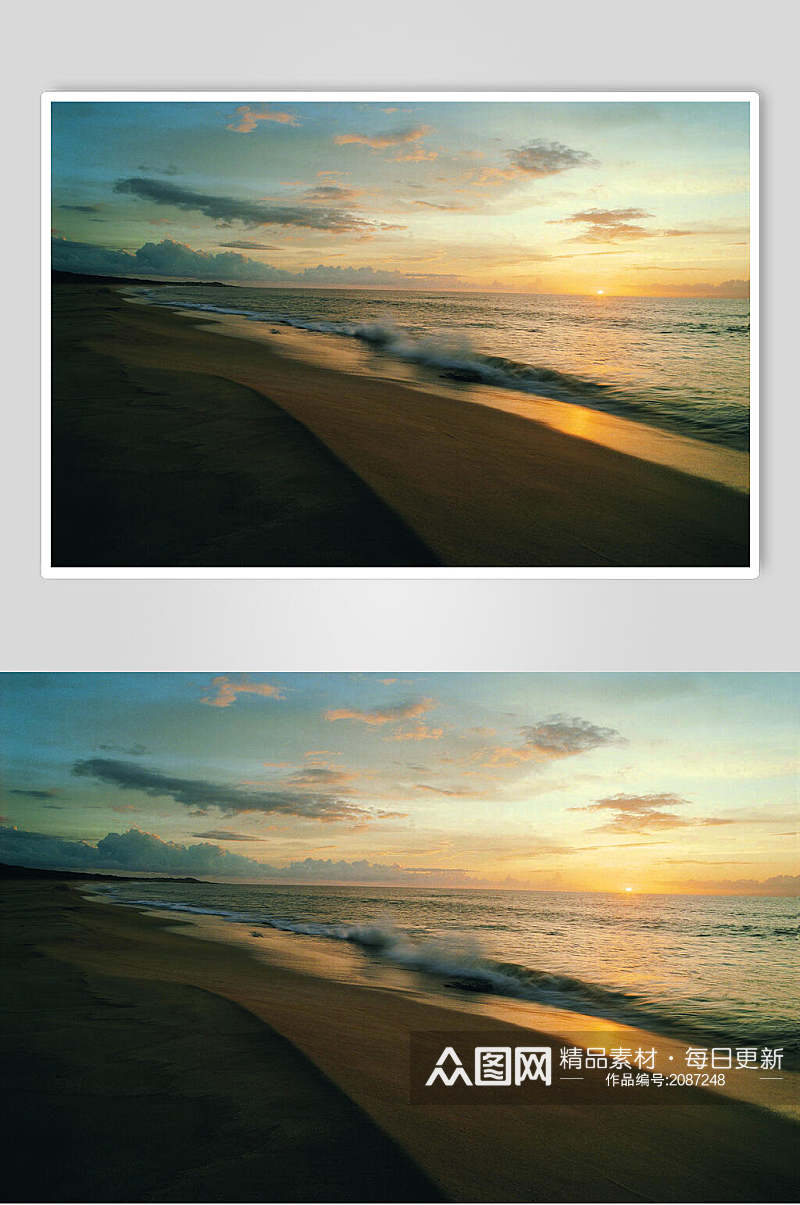 夕阳黄昏大海浪漫高清图片素材