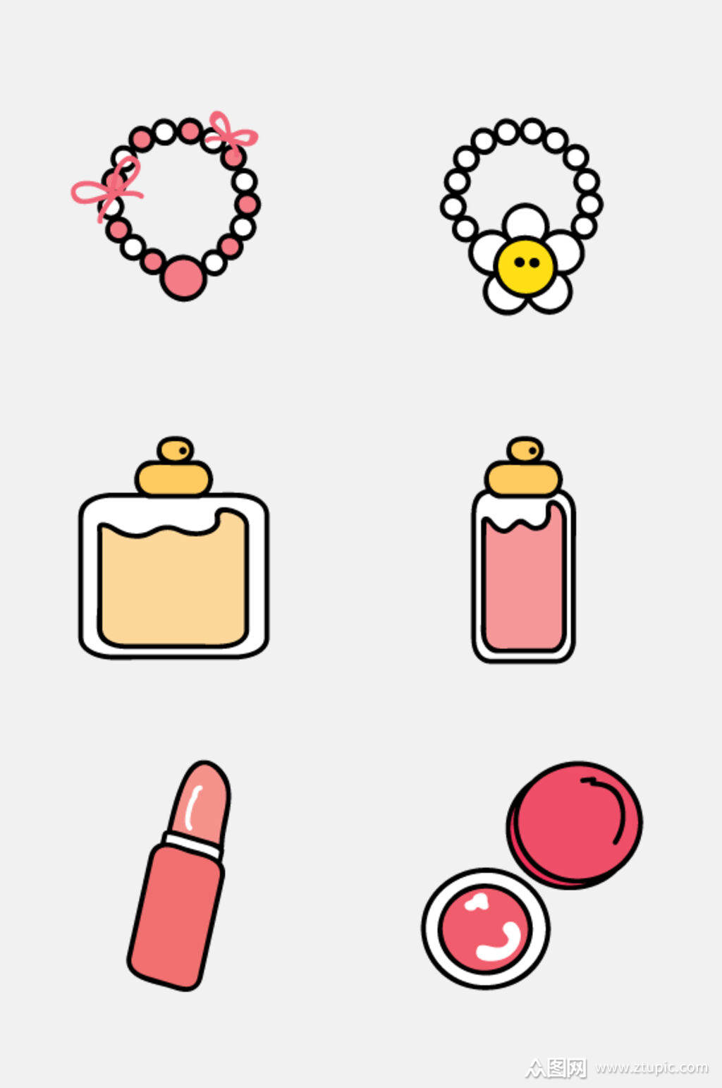 简洁女生卡通美妆化妆品免抠元素