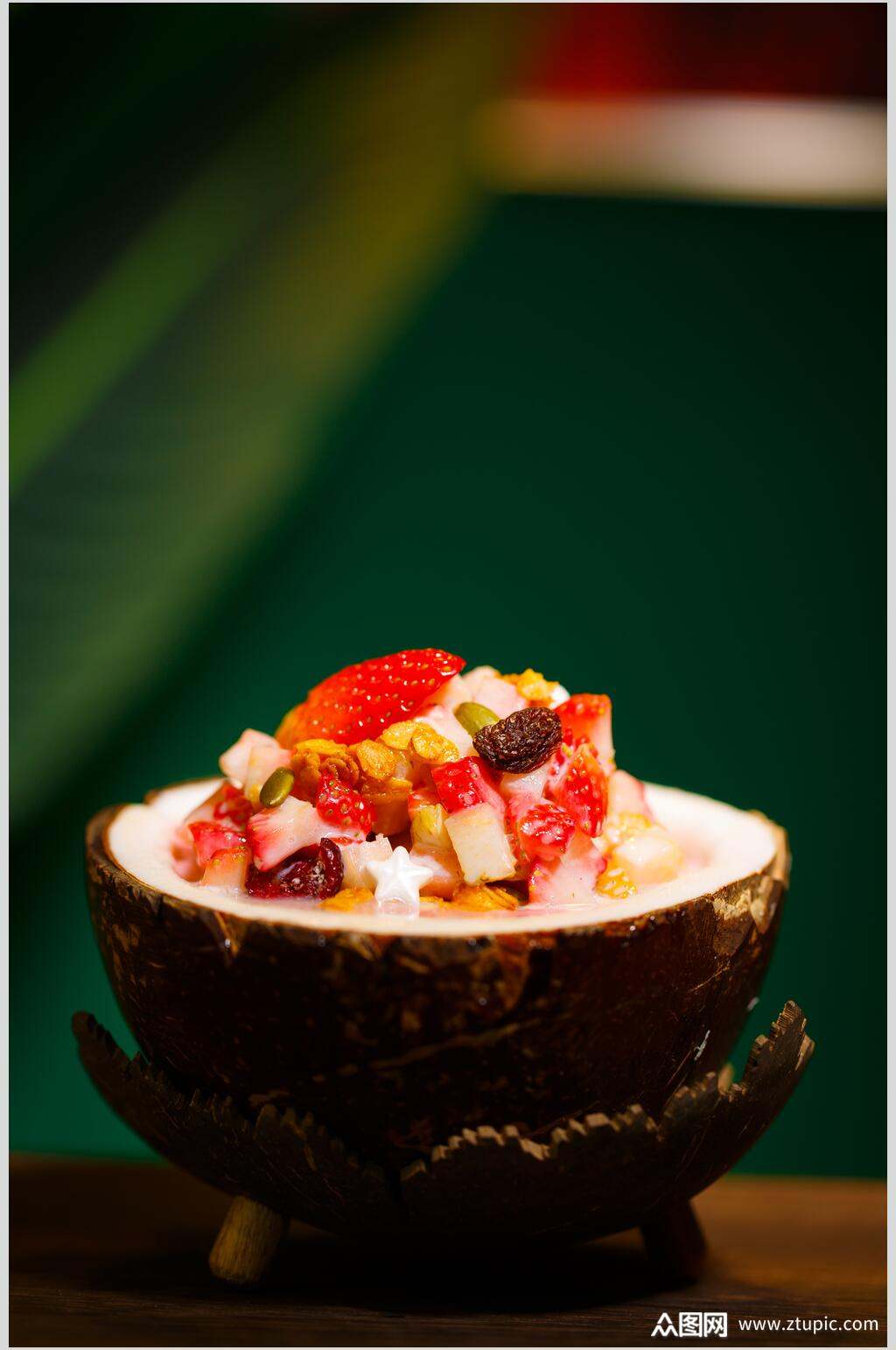 美味椰奶水果捞食品摄影图片素材