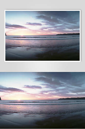 天际线海岸线夕阳黄昏图片