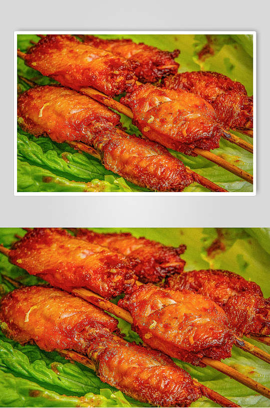 鸡中翅炸串美食摄影图片