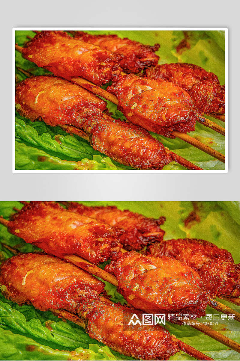鸡中翅炸串美食摄影图片素材
