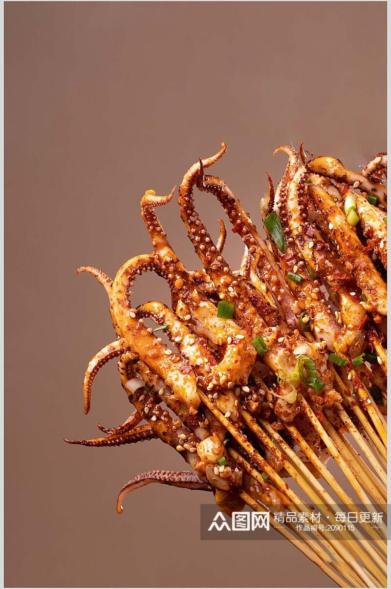 海鲜鱿鱼炸串美食图片素材