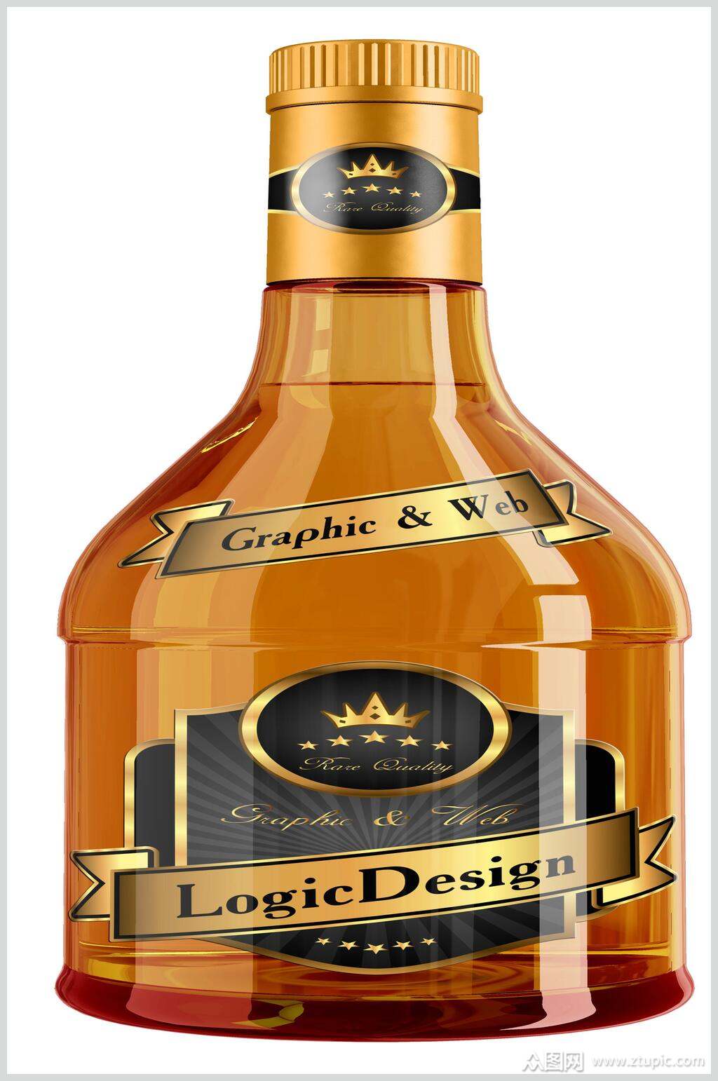 酒瓶包装贴图样机效果图模板下载-编号2090288-众图网