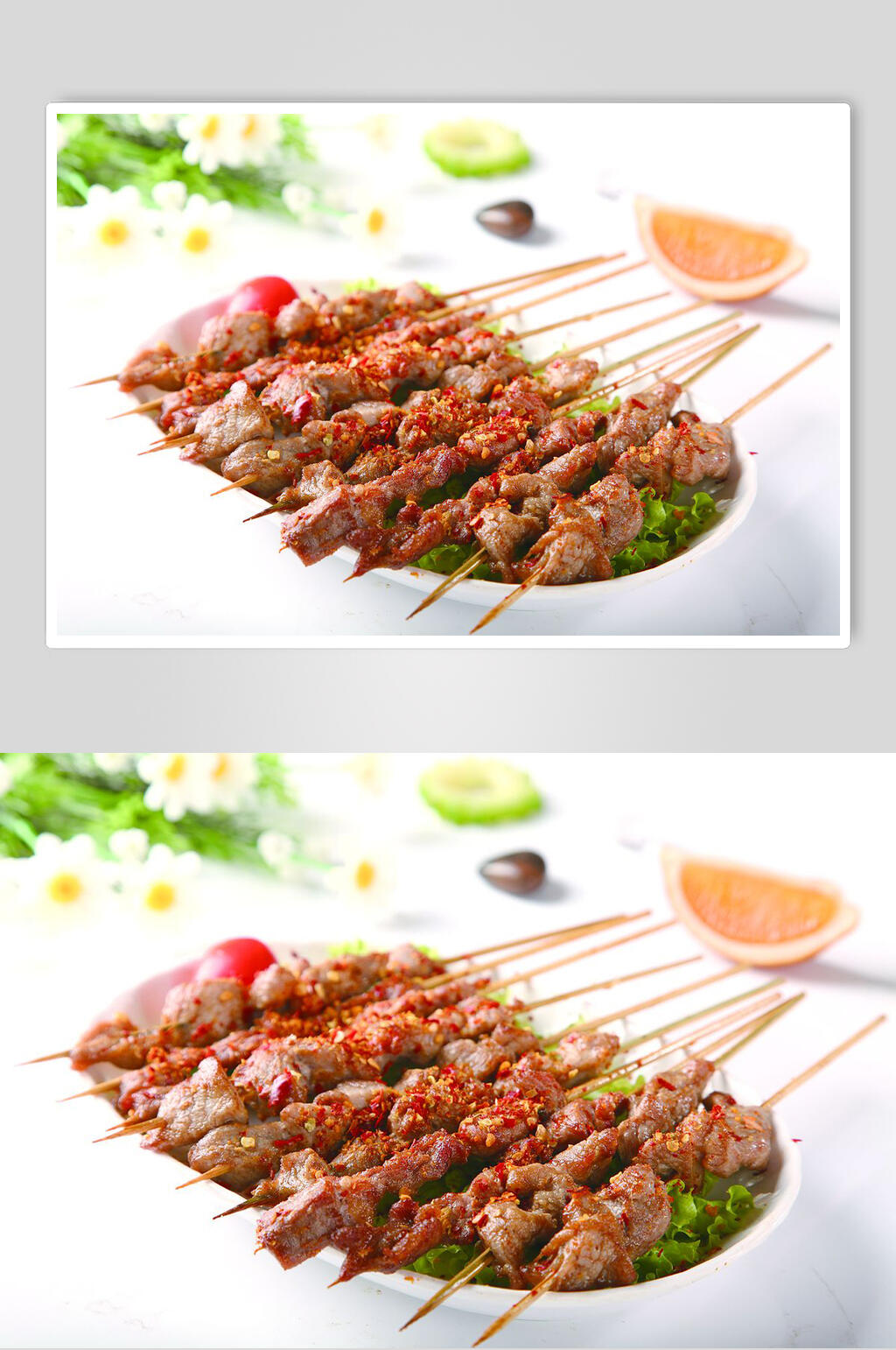 新鲜香辣牛肉炸串美食摄影图片素材