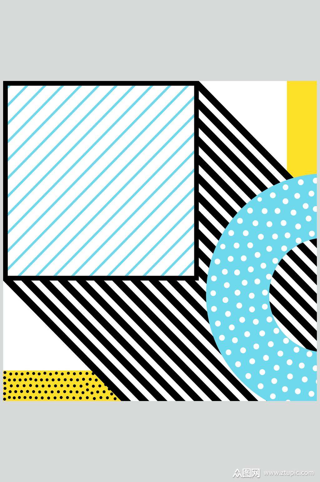 浅色孟菲斯几何线条贴图图片