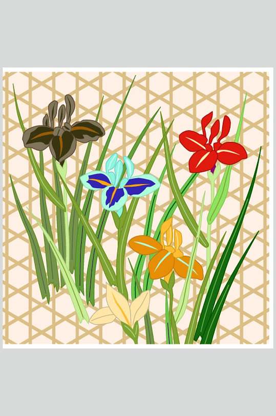 清新淡雅中式古典传统花纹花草背景素材