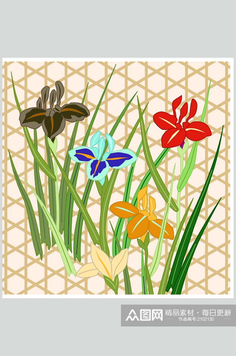 清新淡雅中式古典传统花纹花草背景素材素材