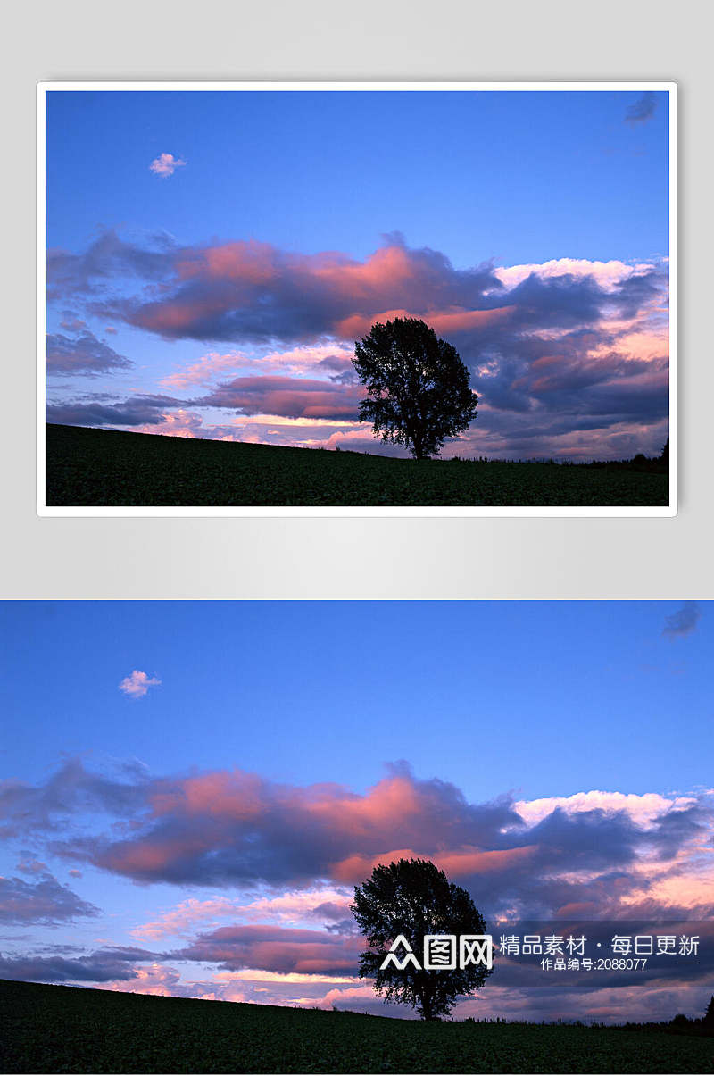 草原天空夕阳黄昏高清图片素材