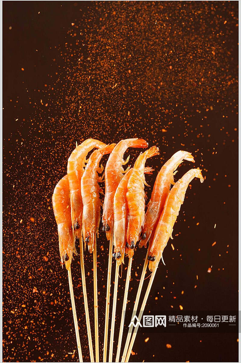香辣大虾海鲜炸串美食摄影图片素材