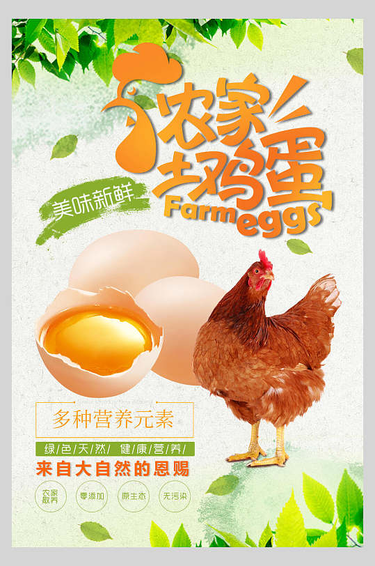 美味新鲜农家土鸡蛋有机农产品海报