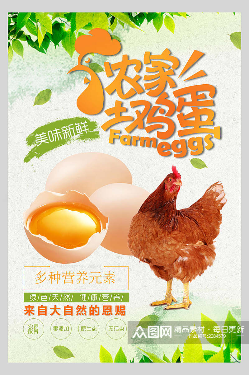 美味新鲜农家土鸡蛋有机农产品海报素材