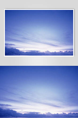 蓝色纯净天空朝霞晚霞风景摄影图片