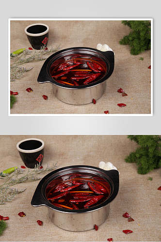 香辣红油火锅食料美食摄影图片