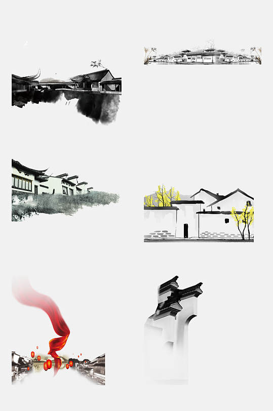 创意江南水乡徽派建筑设计元素