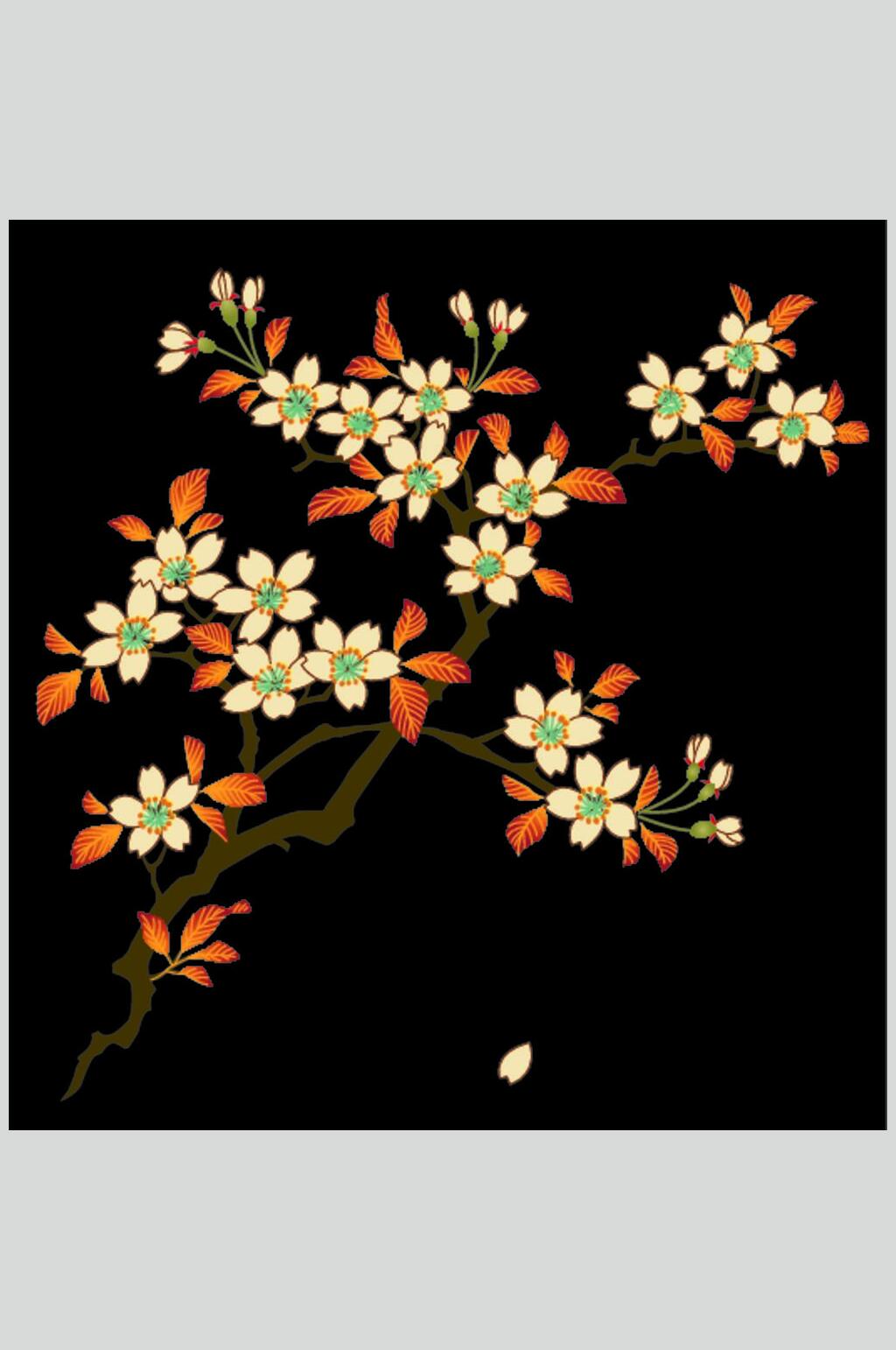 黑底中式古典传统花纹花卉背景素材素材