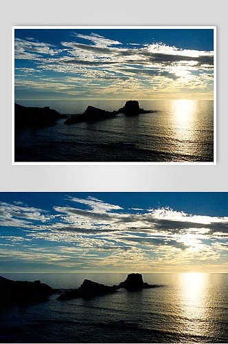 海岸天空云彩夕阳黄昏图片