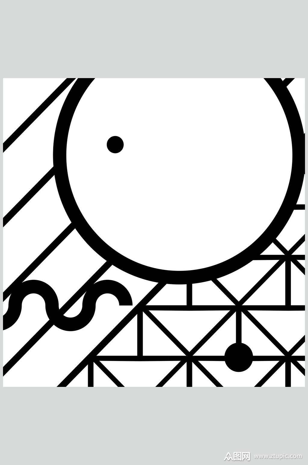 圆点黑白孟菲斯几何线条贴图图片素材