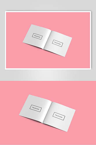 粉色折页画册样机效果图