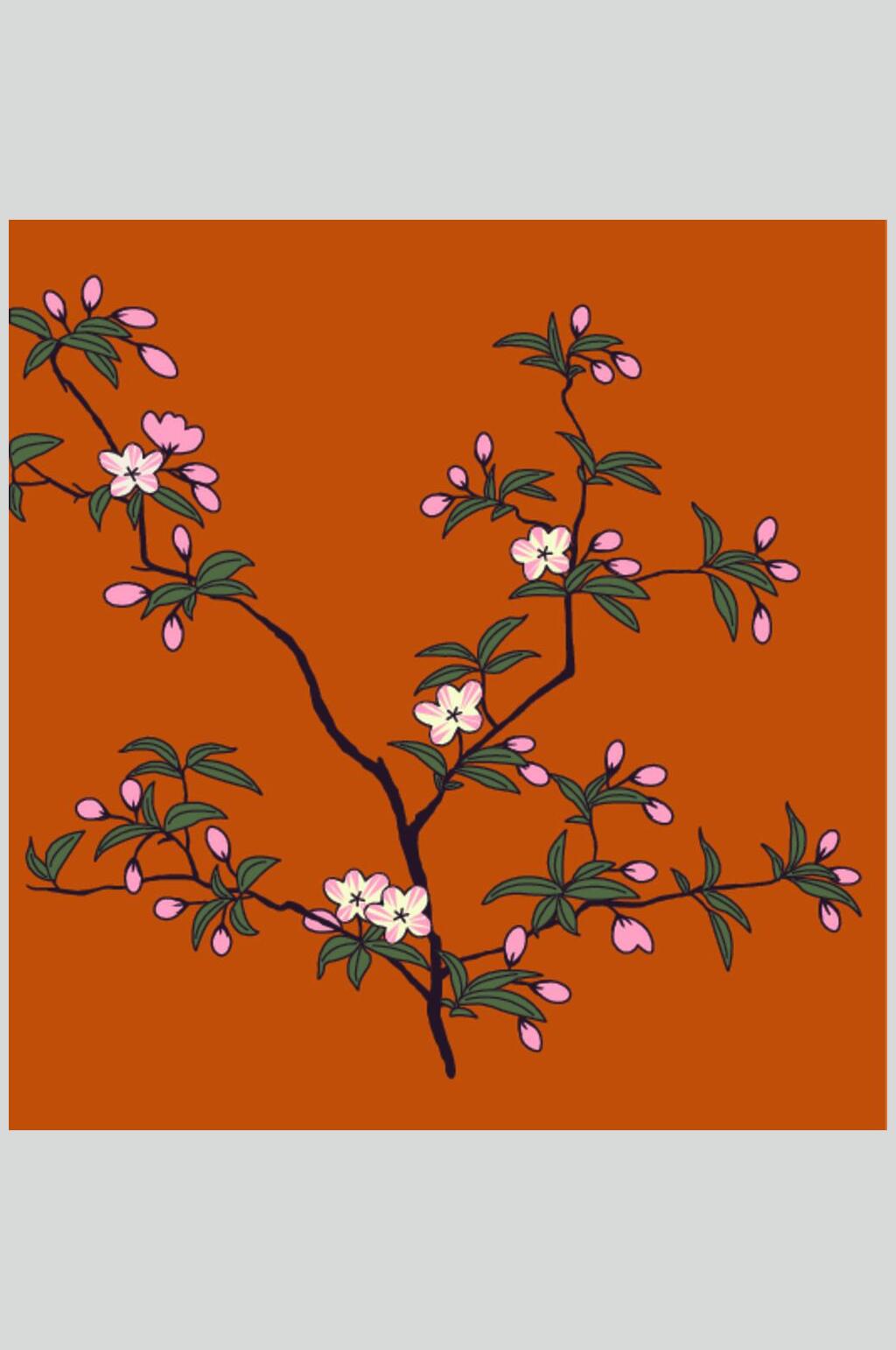 橘色中式古典传统花纹树枝背景素材素材