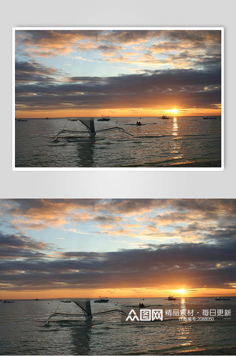 海面落日夕阳黄昏高清图片素材