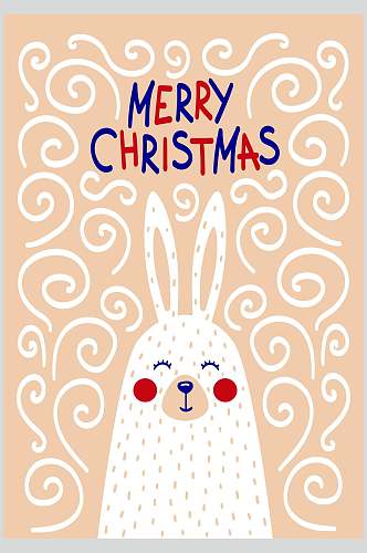 粉色圣诞节卡通兔子设计素材