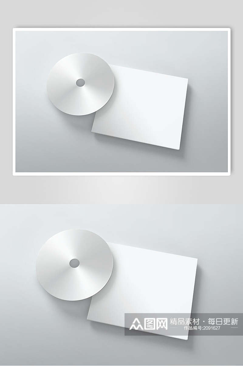 白色光盘包装贴图样机效果图素材