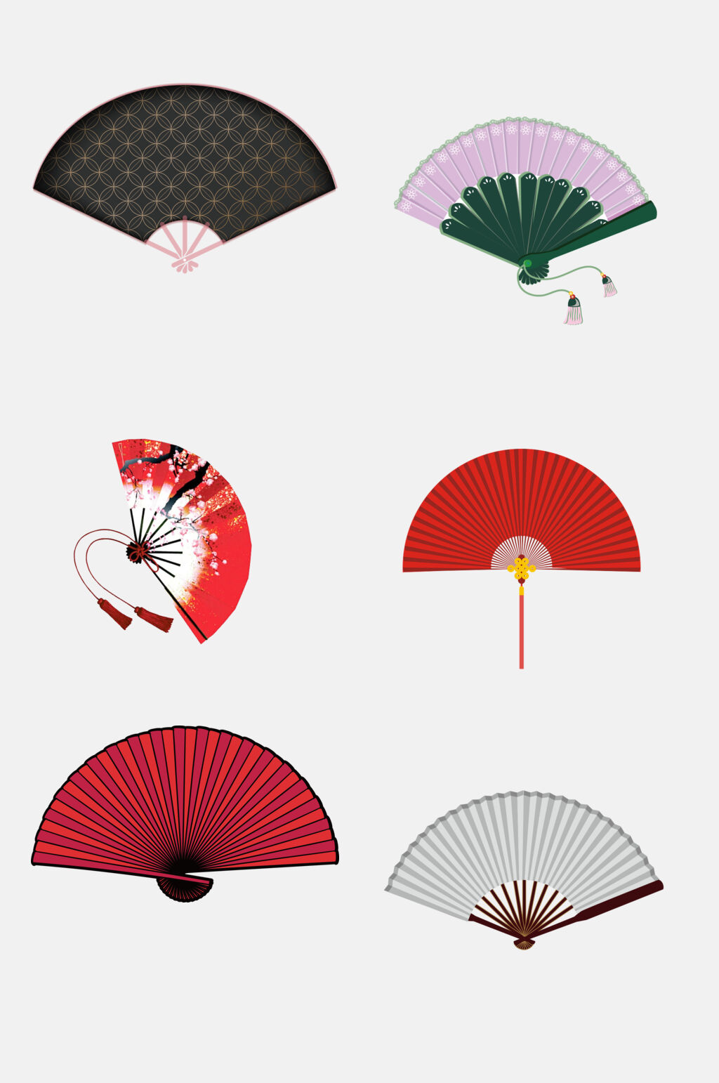 简约彩色折扇免抠元素素材