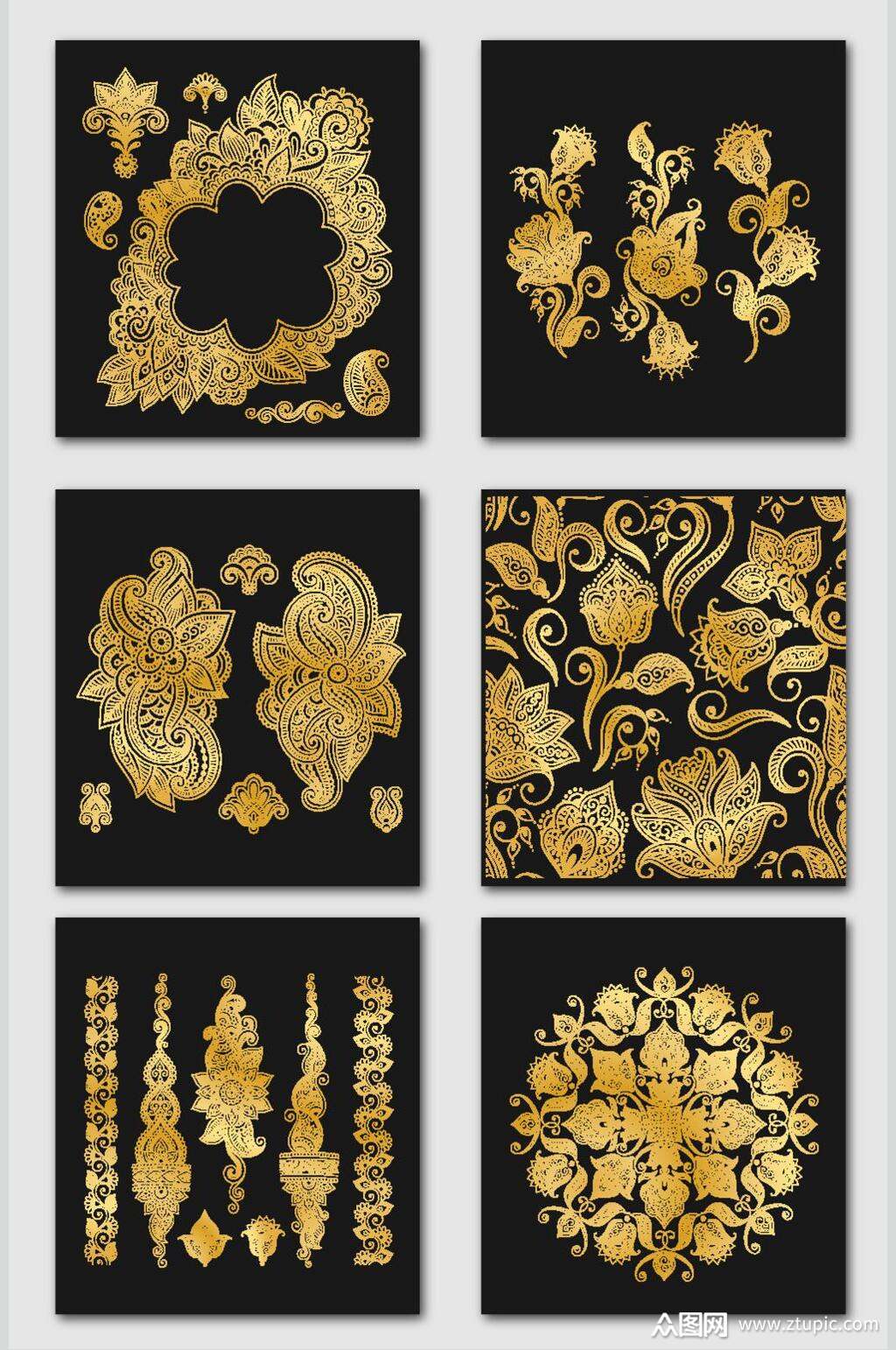 金色大气烫金花纹图案矢量素材