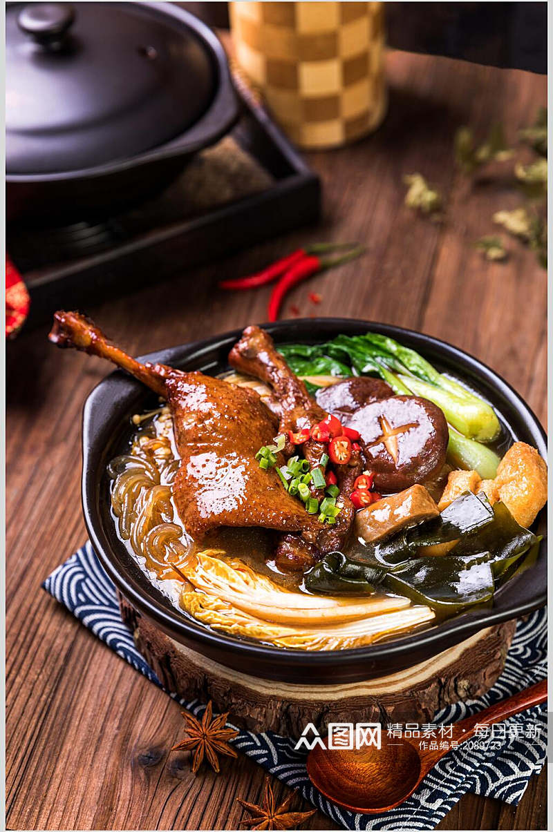 鸡腿砂锅米线美食图片素材